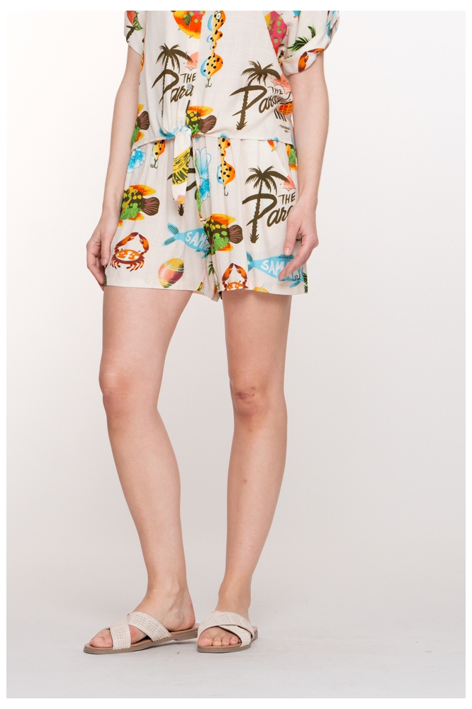 SHORT MET PRINT 51353 70 000721 LIGHT SAND/BLUE/GREEN